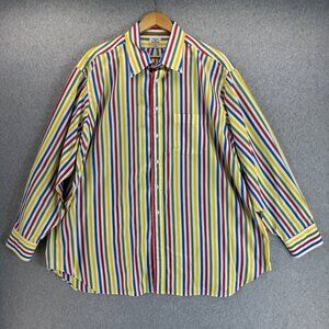 Maus & Hoffman Mens XXL Rainbow Stripe Button-Up Shirt Woven‎ Cotton Vintage